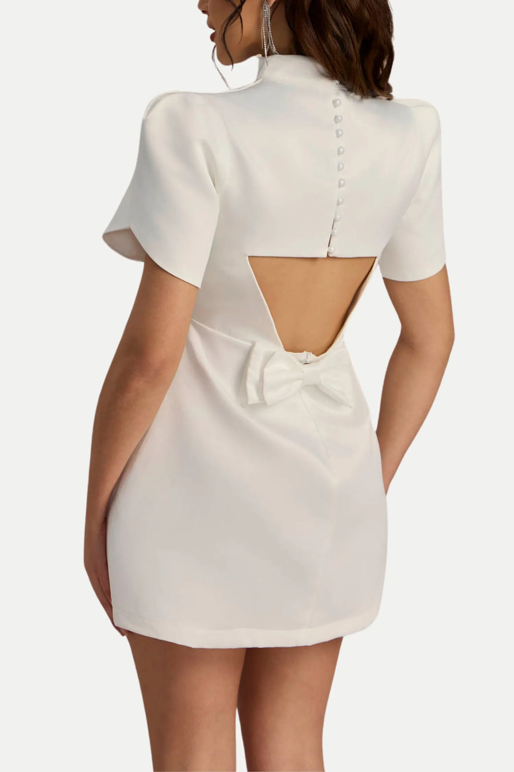 Cutout Bowknot Mini Dress In White Flowering Girl