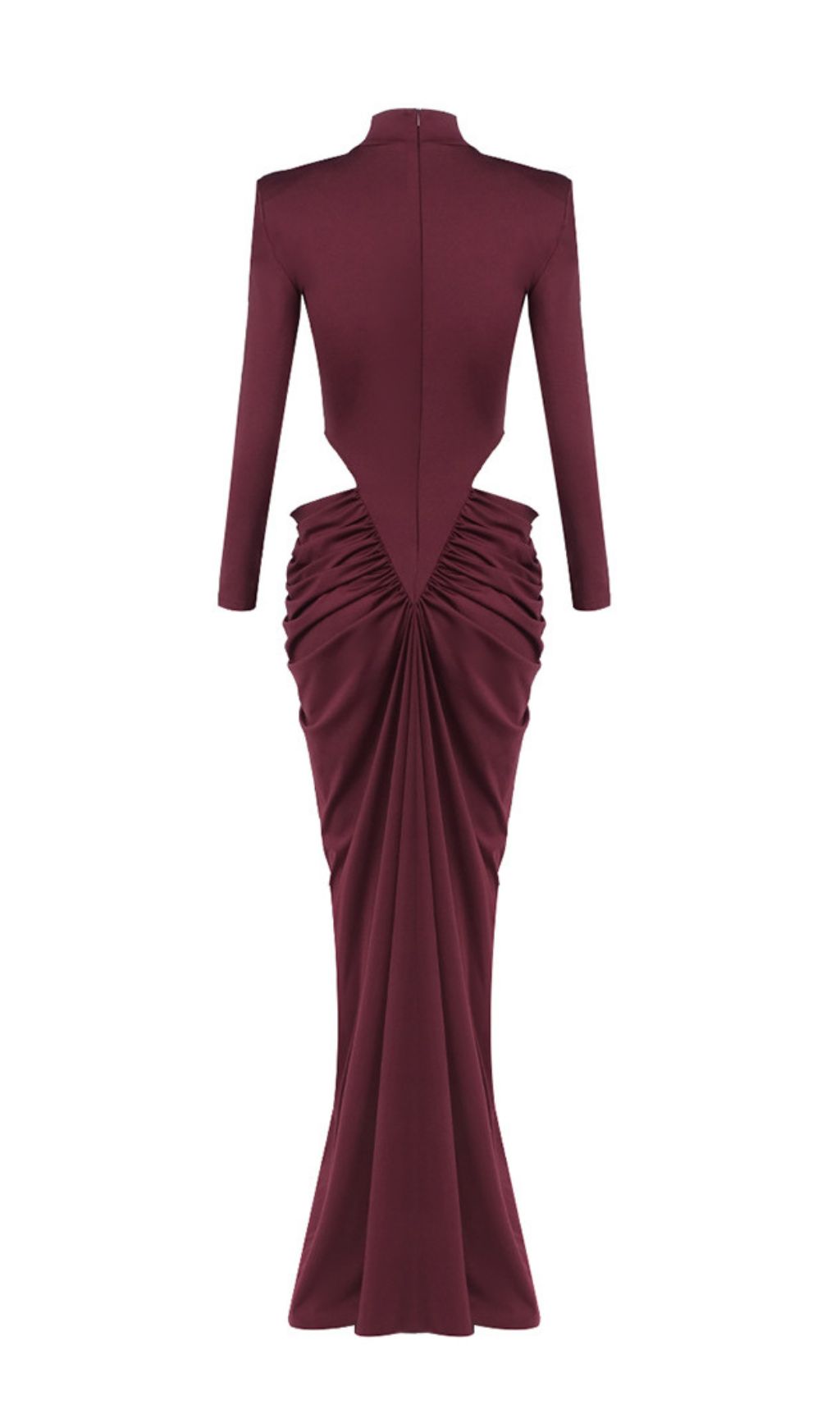Jera Wine Long Sleeve Ruched Maxi Dress Flowering Girl