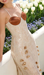 Hiroshi Sequin 3D-Flower Decor Maxi Dress Flowering Girl