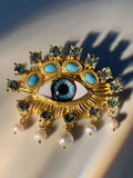 Pearl Embellihsed Eye Brooch Flowering Girl