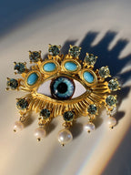 Pearl Embellihsed Eye Brooch Flowering Girl