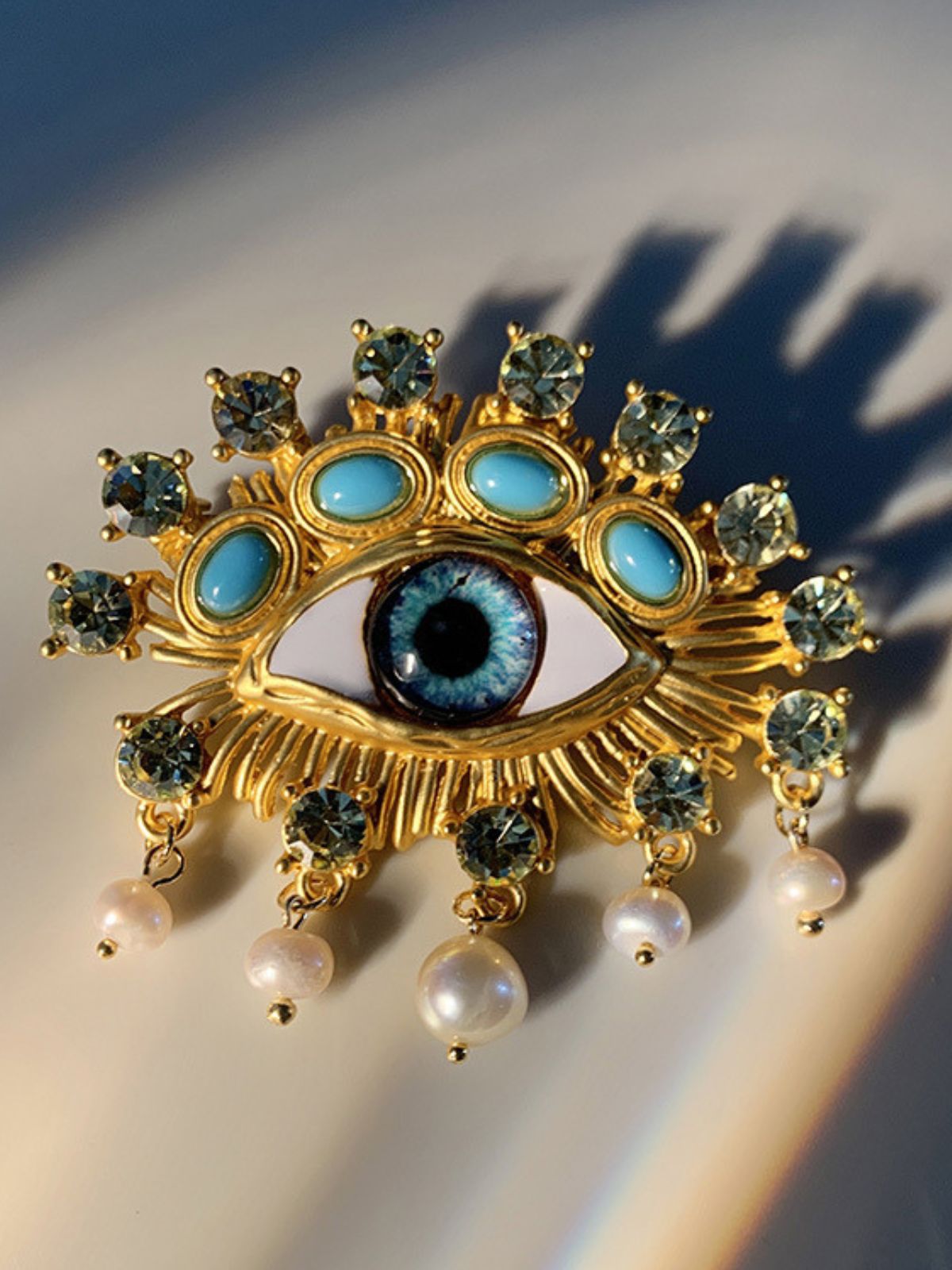 Pearl Embellihsed Eye Brooch Flowering Girl