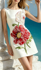 Lailah White Strapless Flower Mini Dress Flowering Girl
