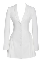 Beulah Pleate Blazer Mini Dress - White Flowering Girl