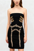 Yuri Skeleton Tassel Embellished Bustier Mini Dress In Black Flowering Girl
