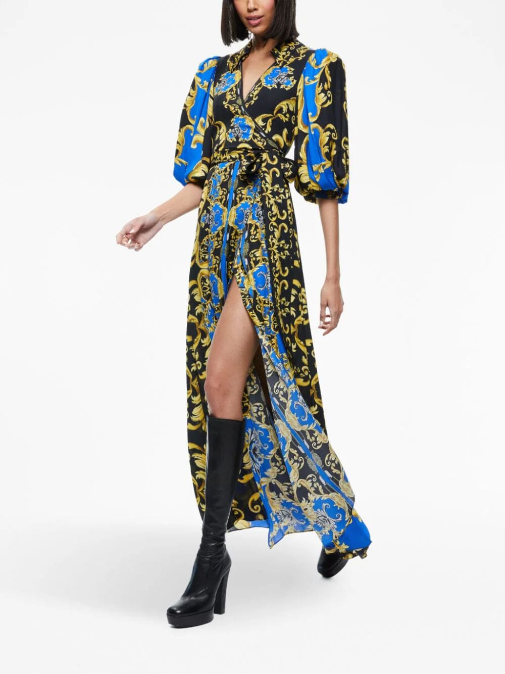 PRINTED WRAP MAXI SHIRT DRESS Flowering Girl