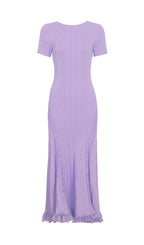 Kinzy Purple Short Sleeve Lace Midi Dress Flowering Girl