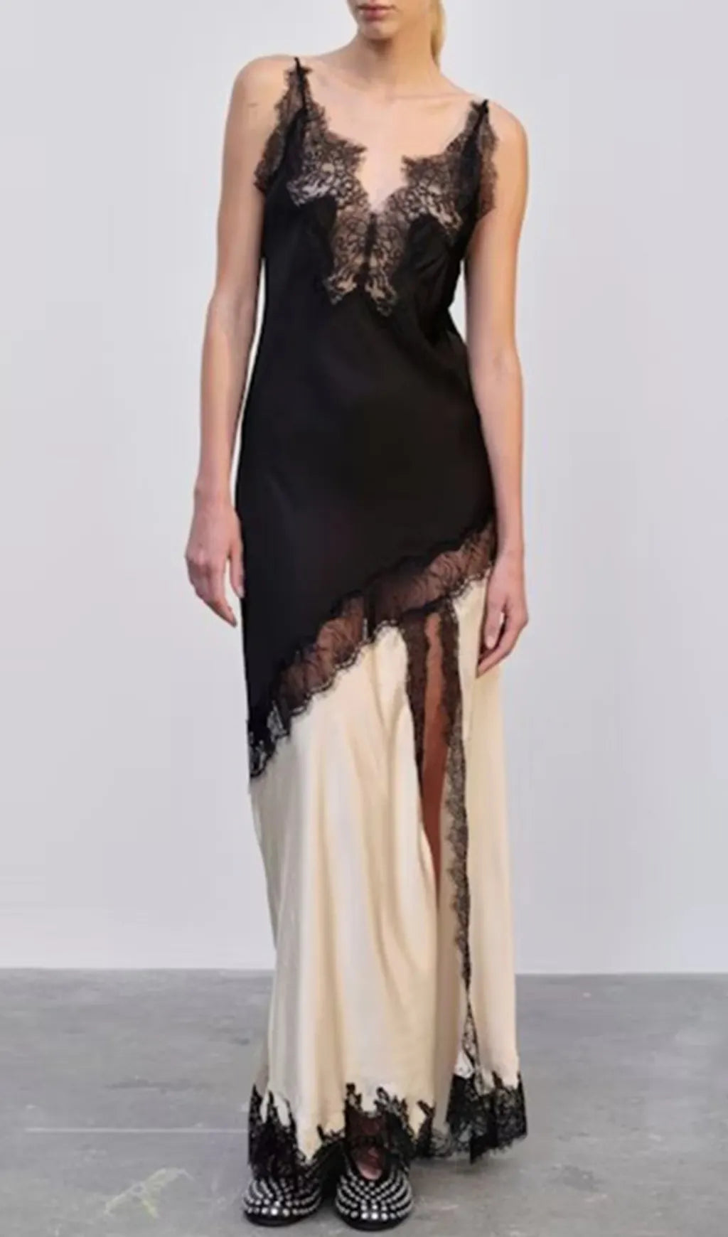 Easter Black Lace Maxi Dress Flowering Girl