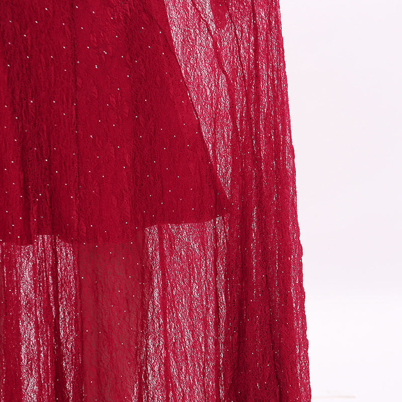 Janus Red Long Sleeve Maxi Dress Flowering Girl