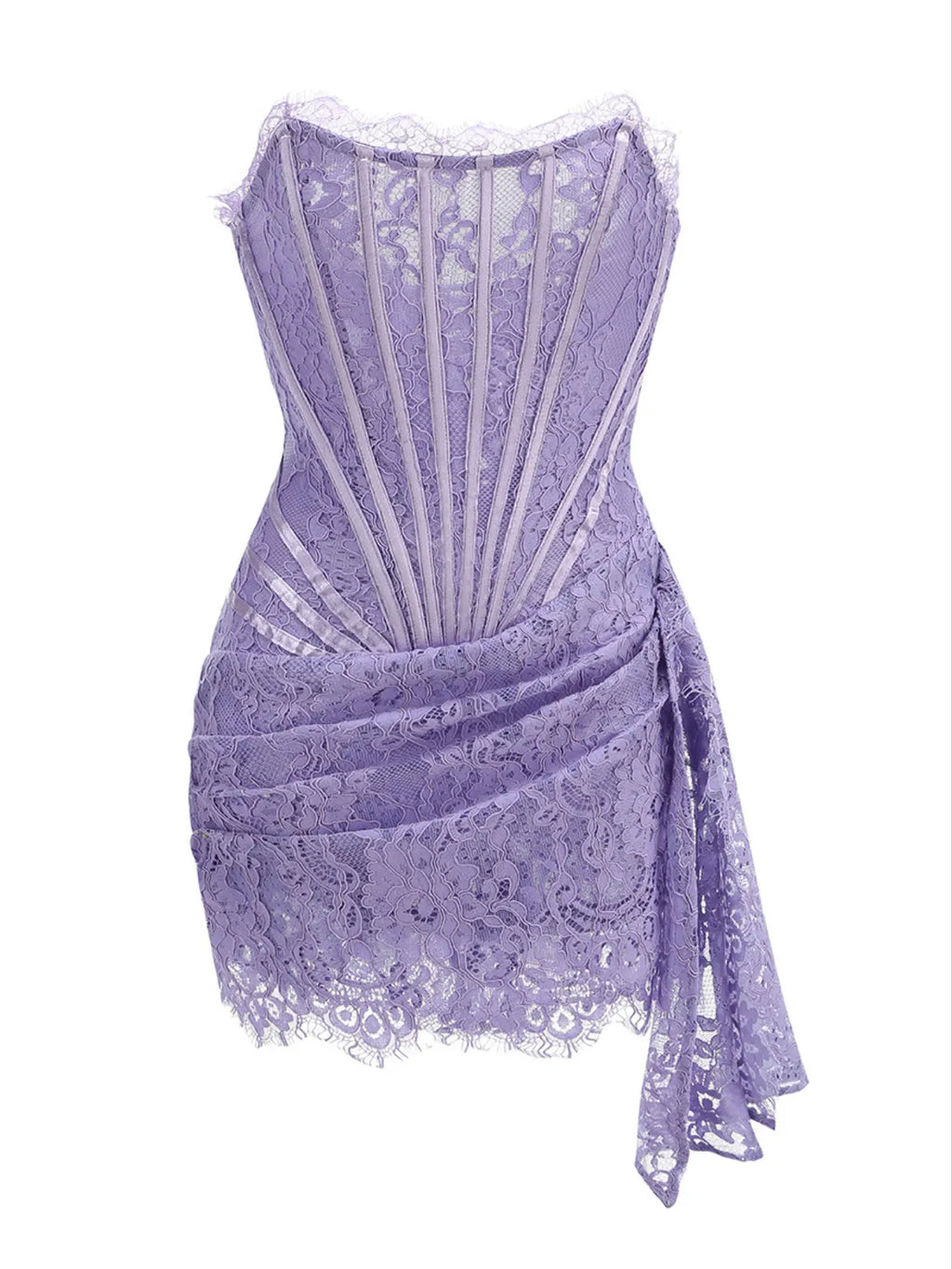 Strapless Lace Dress In Lilac Flowering Girl