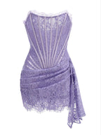 Strapless Lace Dress In Lilac Flowering Girl