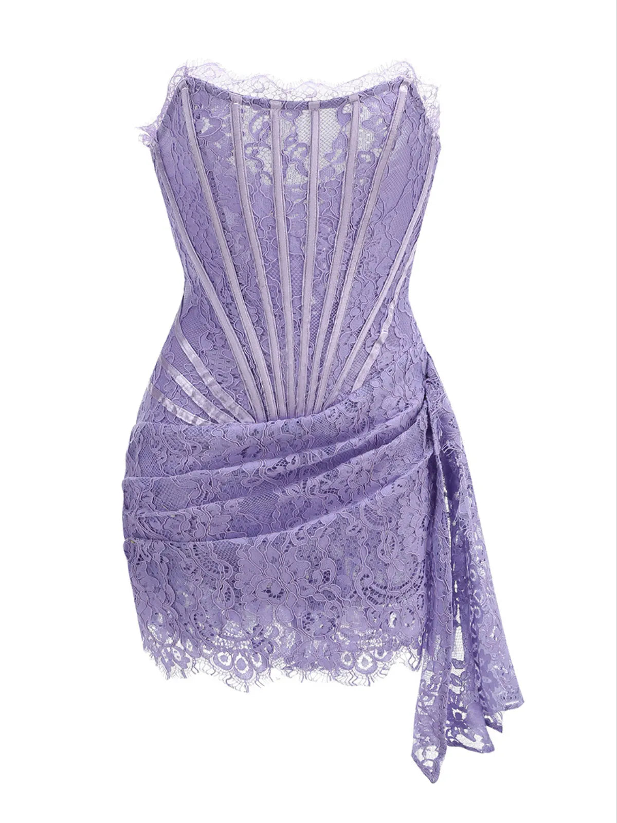 Strapless Lace Dress In Lilac Flowering Girl