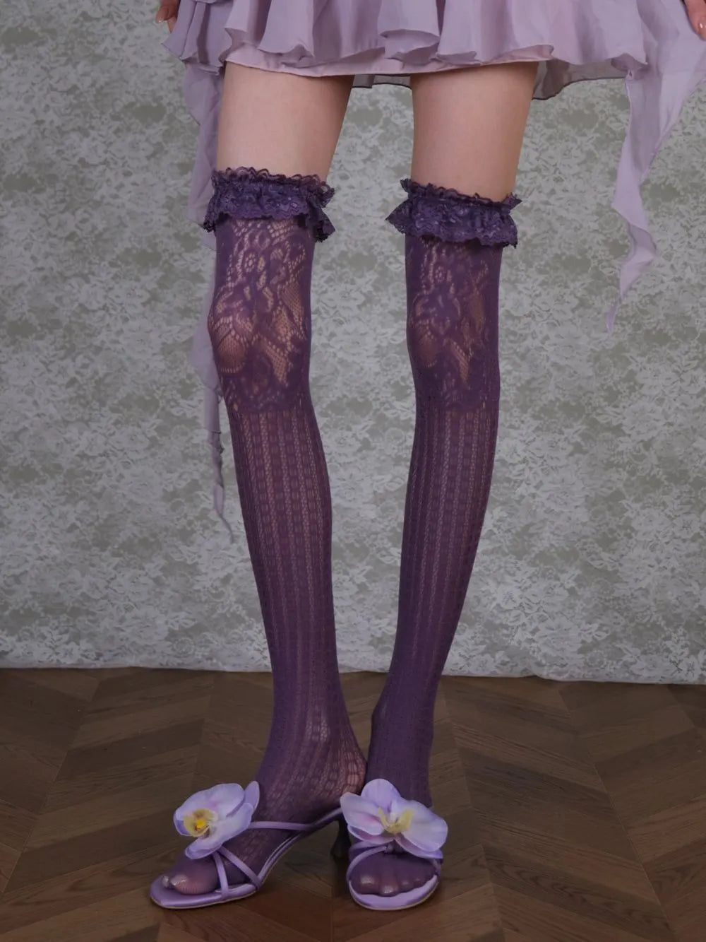 Marnie Purple Lace Stockings Flowering Girl