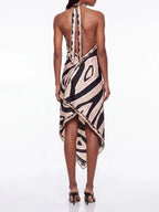 Zelmic Backless Printed Midi Dress Flowering Girl