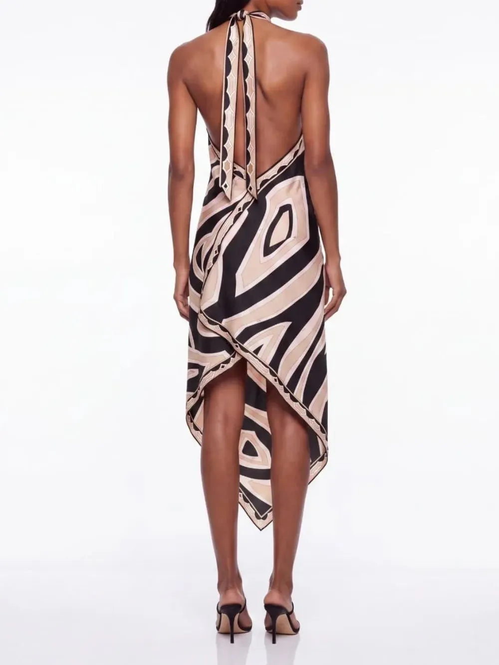 Zelmic Backless Printed Midi Dress Flowering Girl