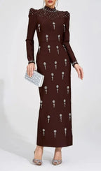 Tammy Brown Rhinestone Embellished Bandage Maxi Dress Flowering Girl