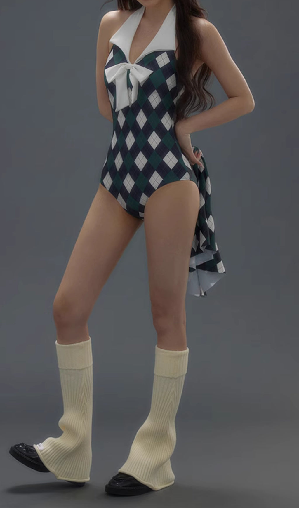 Danger Argyle One-Piece Swimsuit & Skirt Flowering Girl