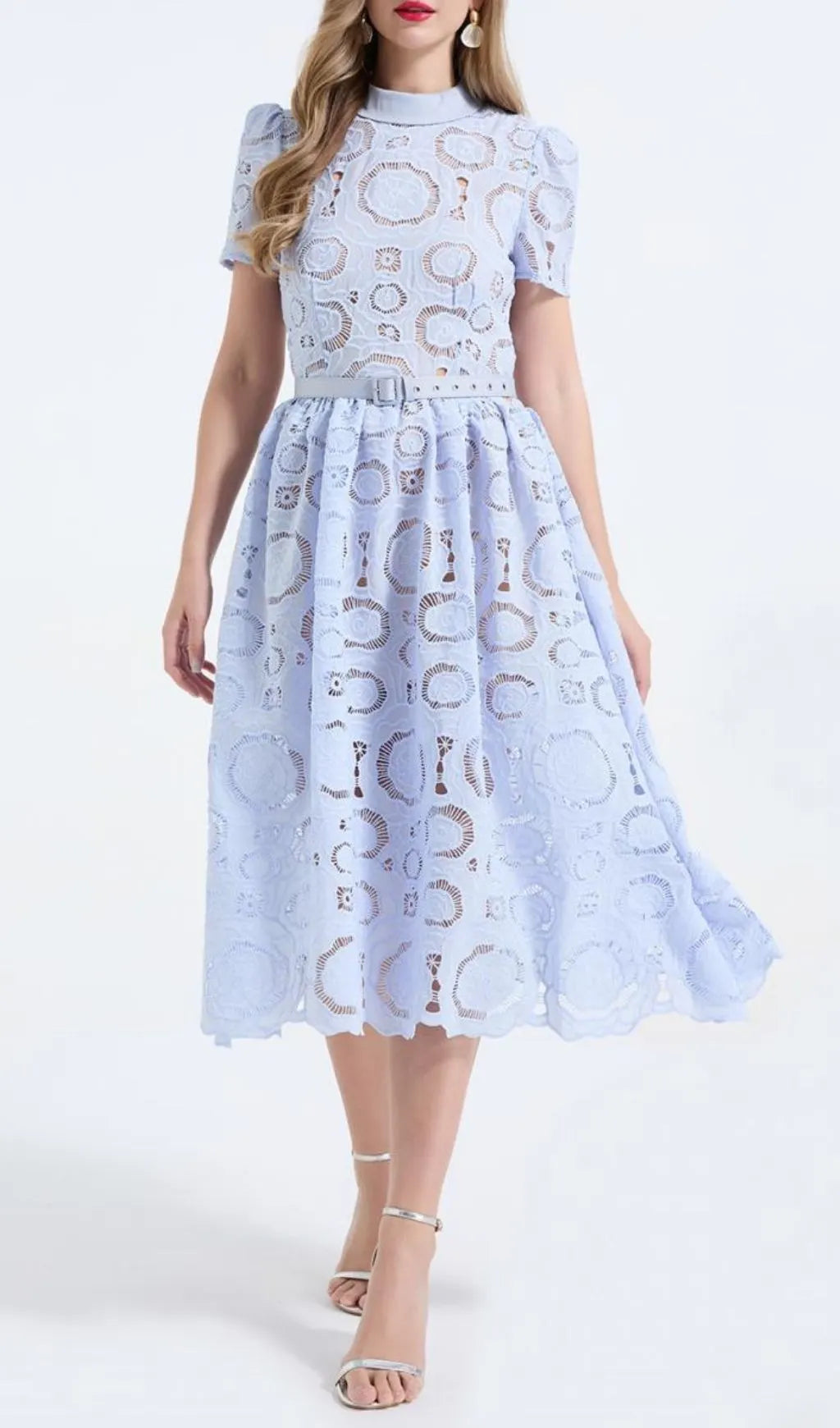 Floral Lace Midi Dress - Blue Flowering Girl