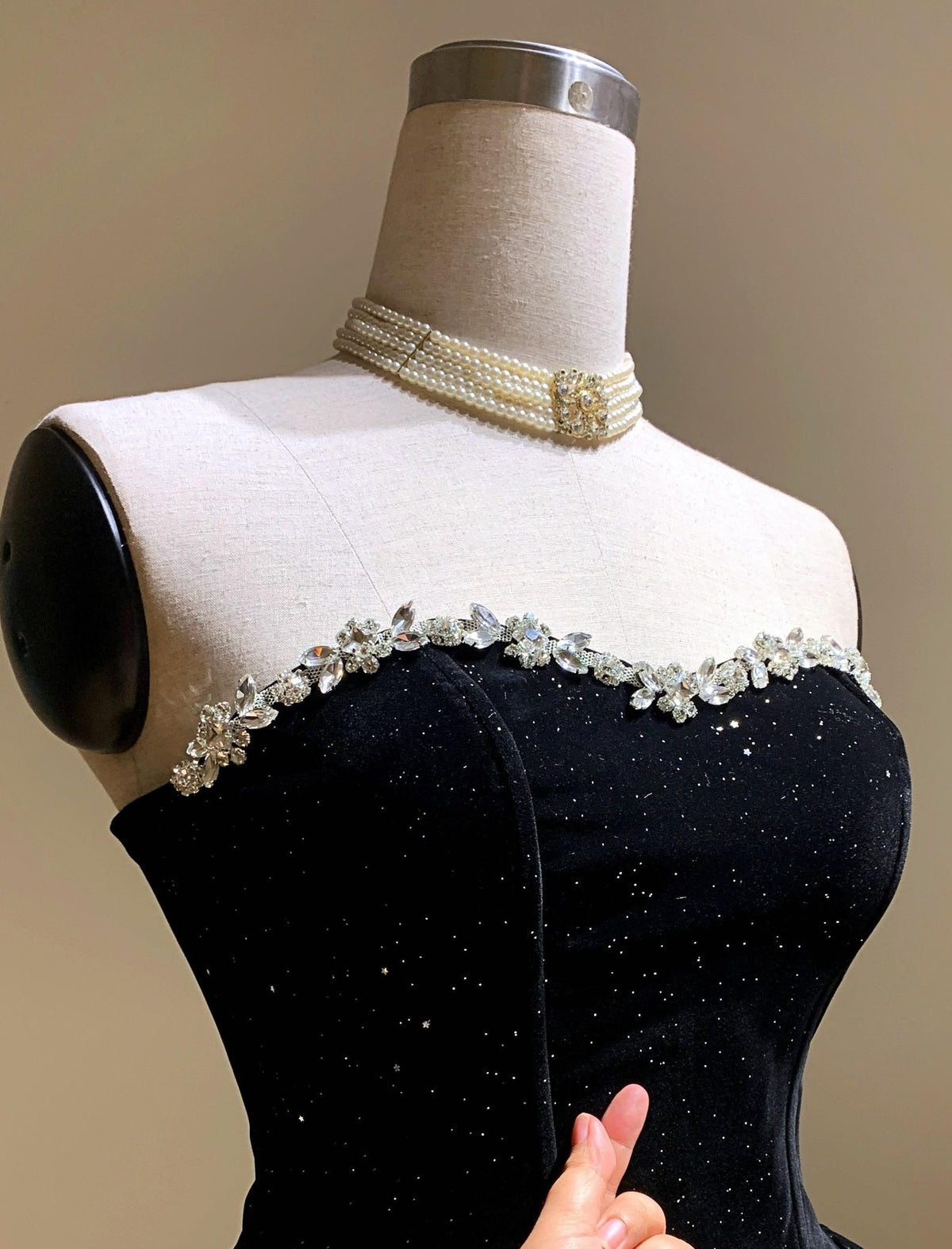 Zaahir Rhinestone Bow Sequin Strapless Mini Dress Flowering Girl