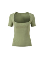 Miyo Ribbed Square Neck Sweater Flowering Girl