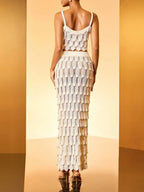 Haizlee Spaghetti Scale Knit Skirt Set Flowering Girl