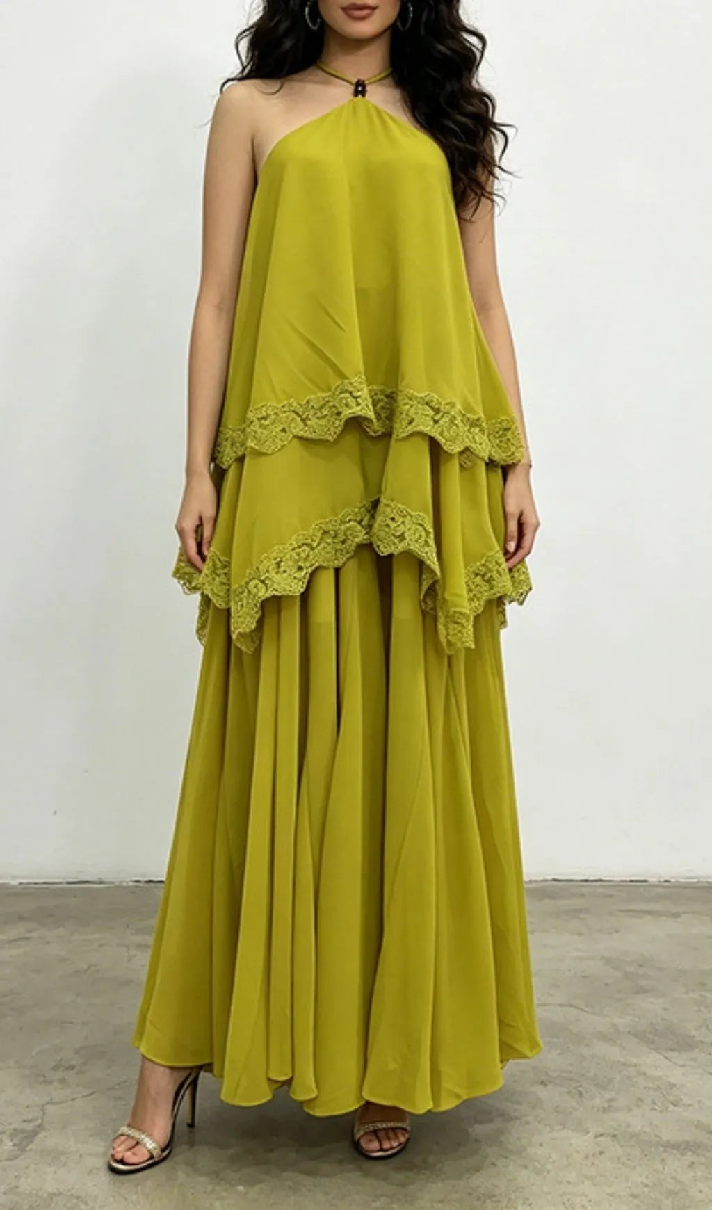 Laurelin Green Halter Maxi Dress Flowering Girl