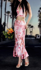 Decima Printed Three-Piece Swimsuit Flowering Girl