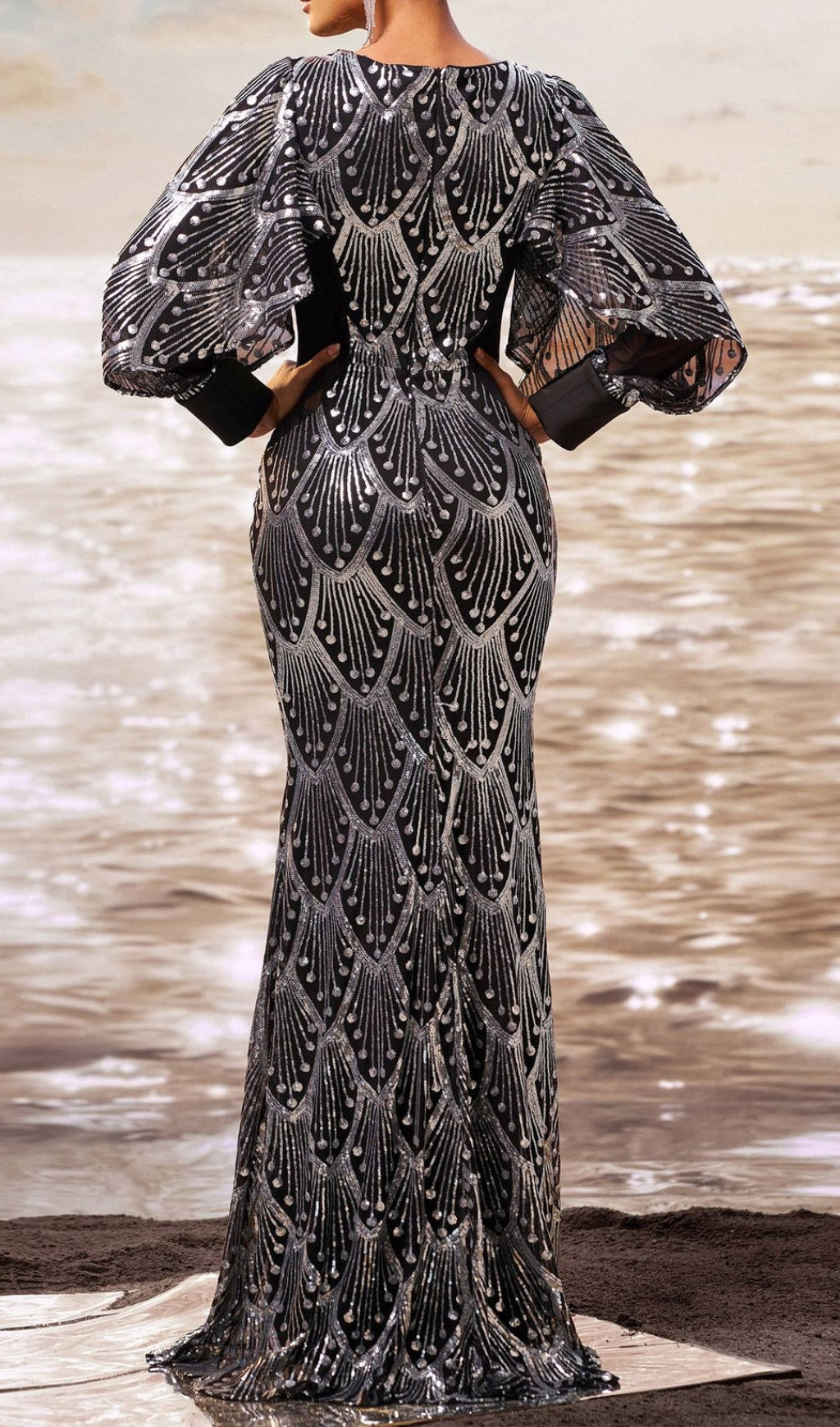 Dewi Long Sleeve Sequin Maxi Dress Flowering Girl