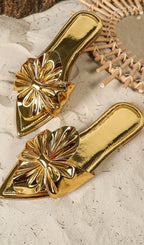Kyri Gold Bow Sandals Flowering Girl