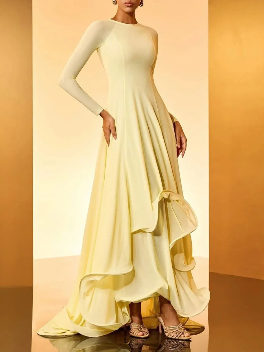 Gwyllyn Long Sleeve Ruffle Maxi Dress Flowering Girl
