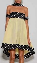 Velvandis Off Shoulder Dot Mini Dress Flowering Girl