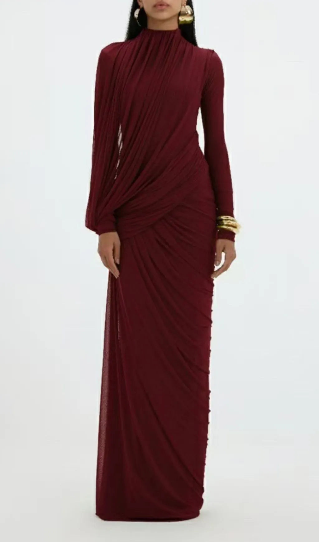 Johnda Ruched Long Sleeve Maxi Dress Flowering Girl