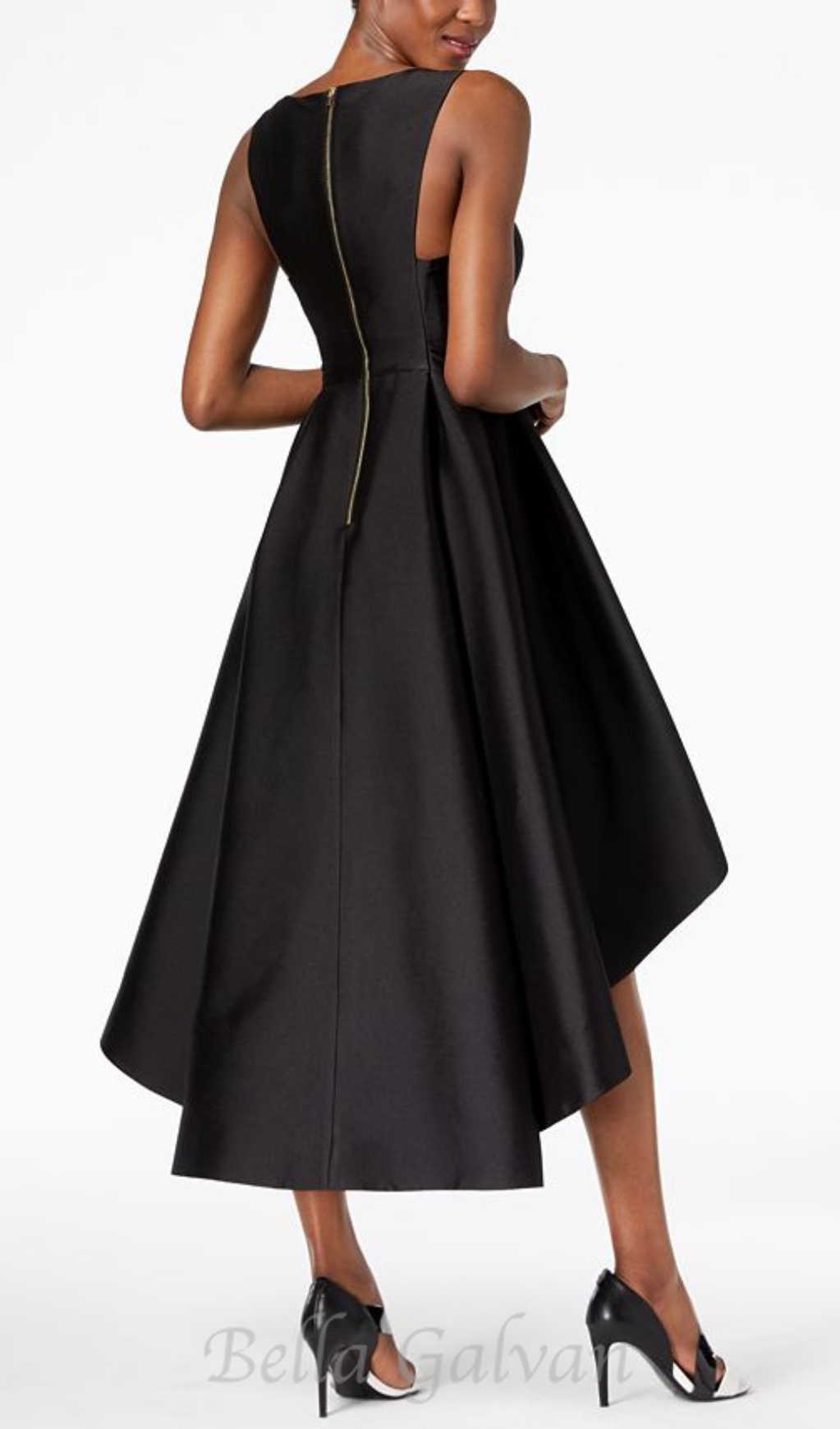 High-Low A-Line Gown in black Flowering Girl