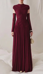 Kiele Wine Ruched Maxi Dress Flowering Girl