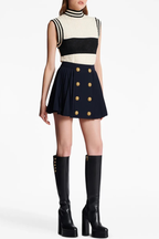 Megumi Gold Button Pleated Mini Skirt Flowering Girl