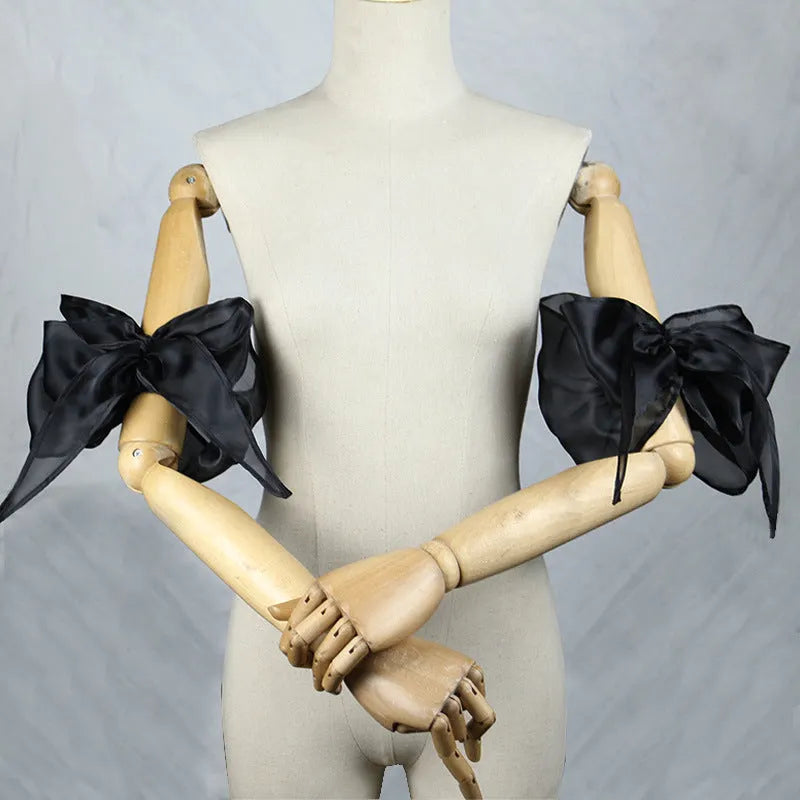 Organza Giant Bow Detachable Short Arm Cuffs Flowering Girl