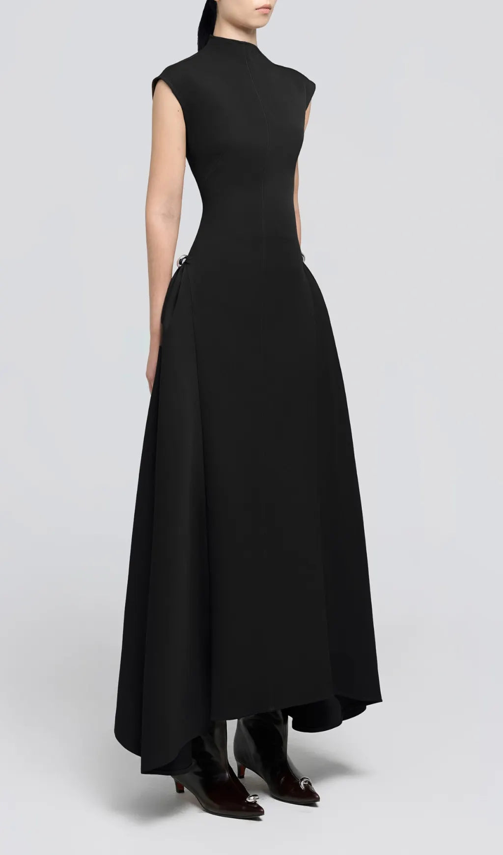 A Line Maxi Dress Black Flowering Girl
