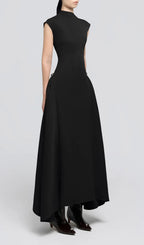 A Line Maxi Dress Black Flowering Girl