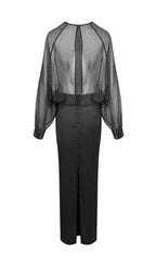 Isis Black Dot Long Sleeve Maxi Dress Flowering Girl