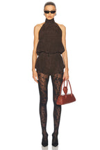Suede Halter Top In Brown Flowering Girl