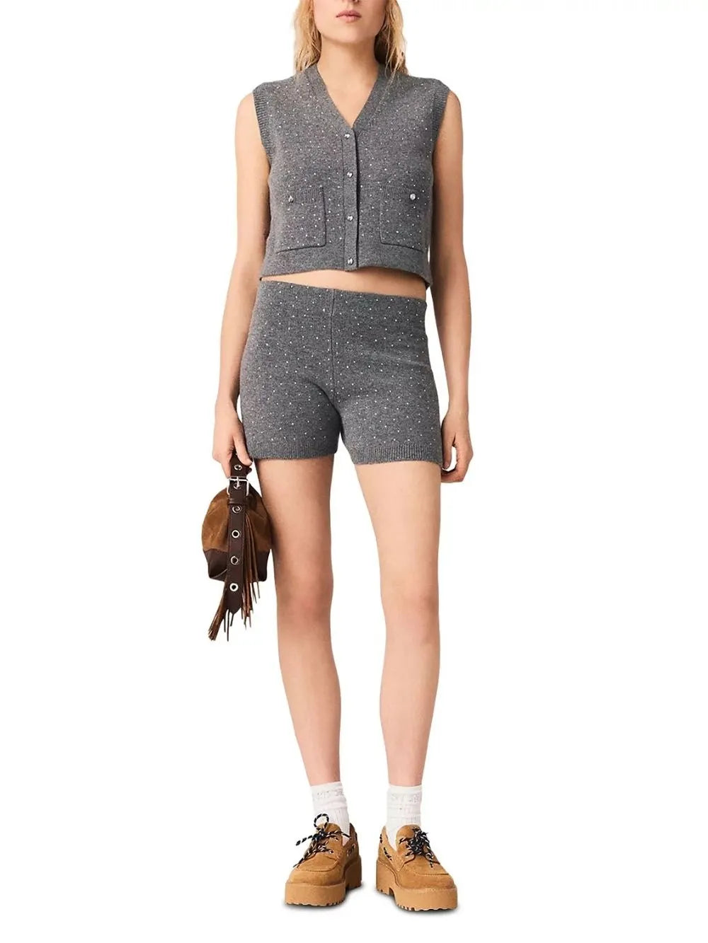 Rhinestone Cropped Vest Flowering Girl