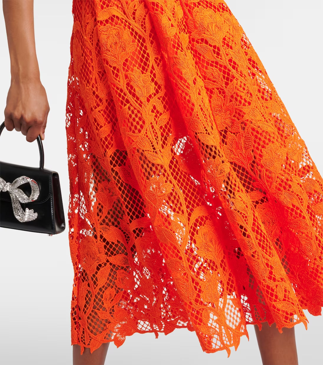 ORANGE LACE MIDI DRESS Flowering Girl