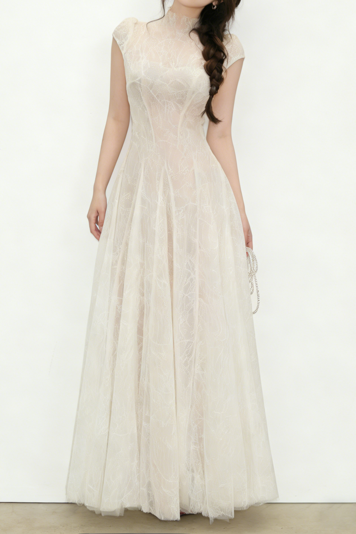 Lace Sequin A Line Midi Dress Flowering Girl