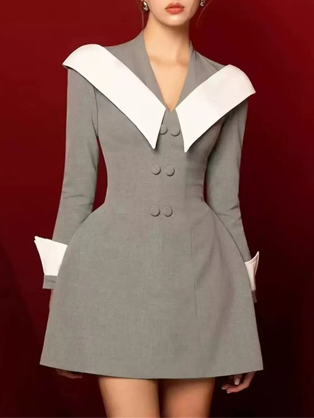 Marcelle Grey Long Sleeve Mini Dress Flowering Girl