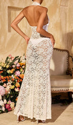 Ravhyx Halterneck Cutout Lace Maxi Dress Flowering Girl