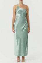 Satin Gather One Shoulder Dress | Wave Flowering Girl
