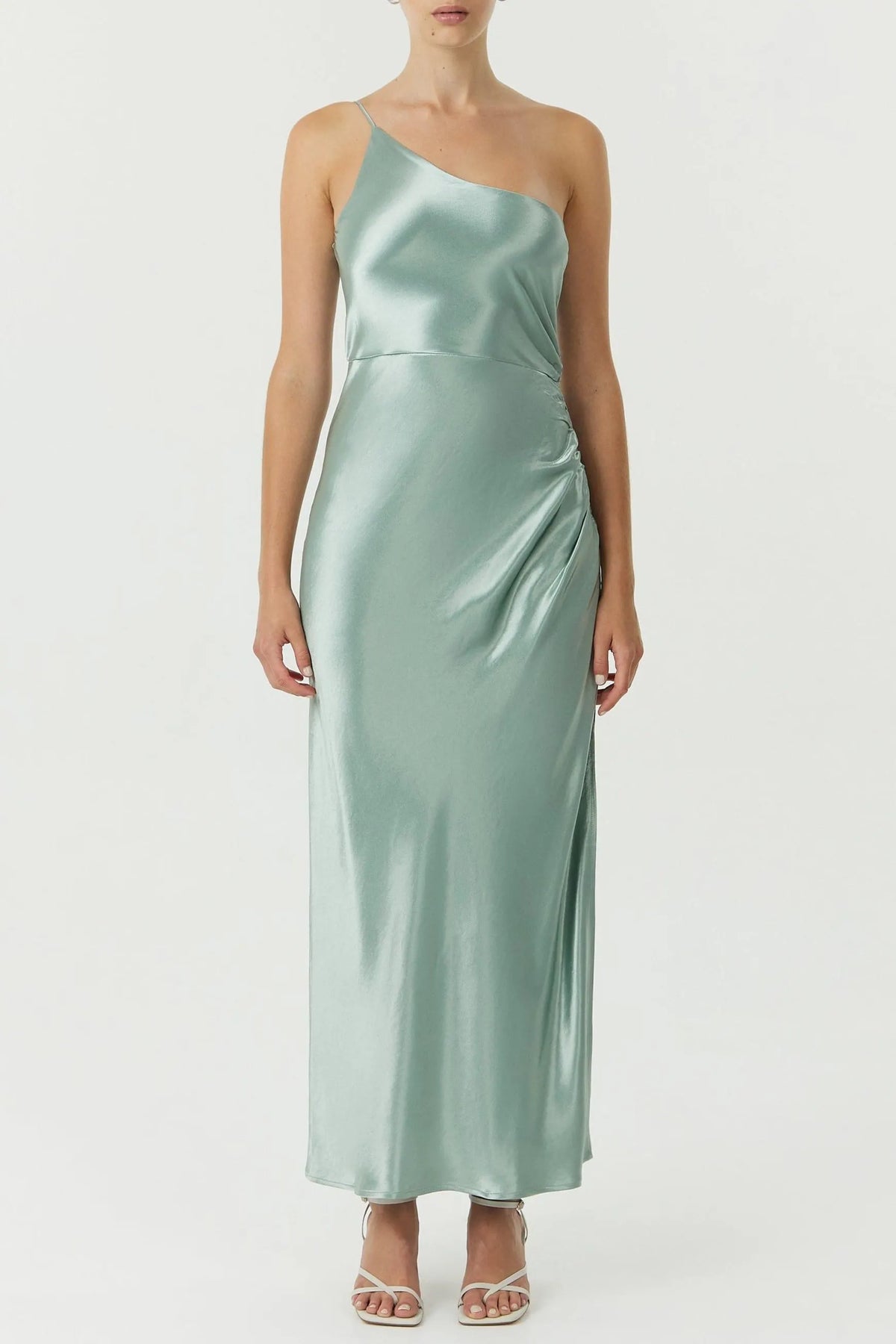 Satin Gather One Shoulder Dress | Wave Flowering Girl