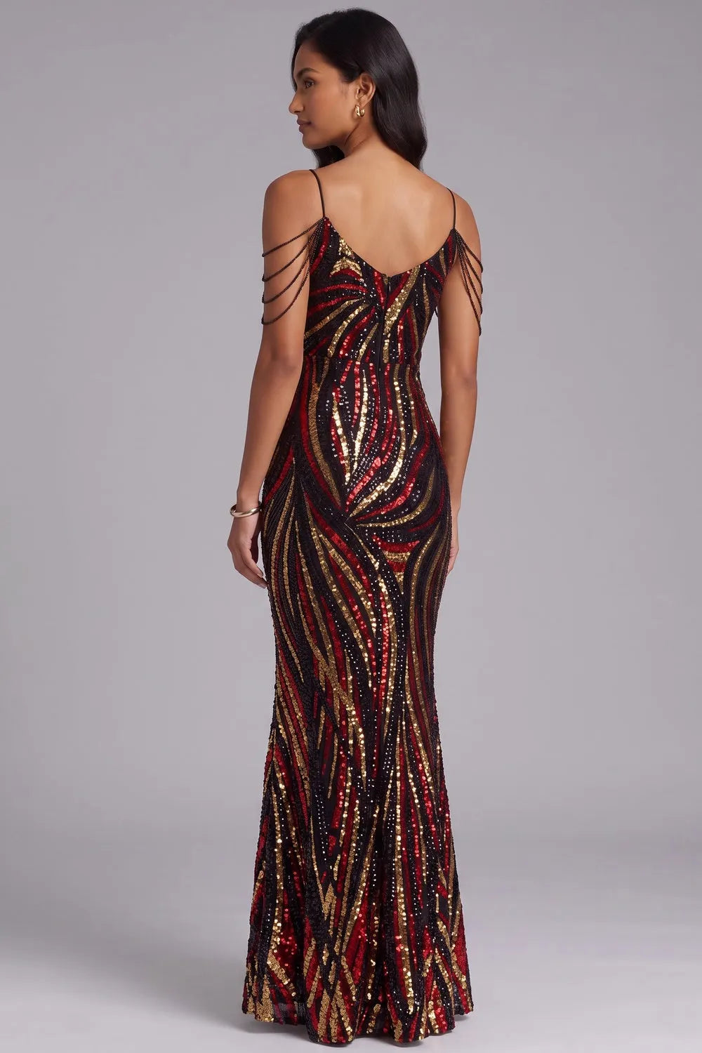 Sequin Cold Shoulder Floor-Length Gown Flowering Girl