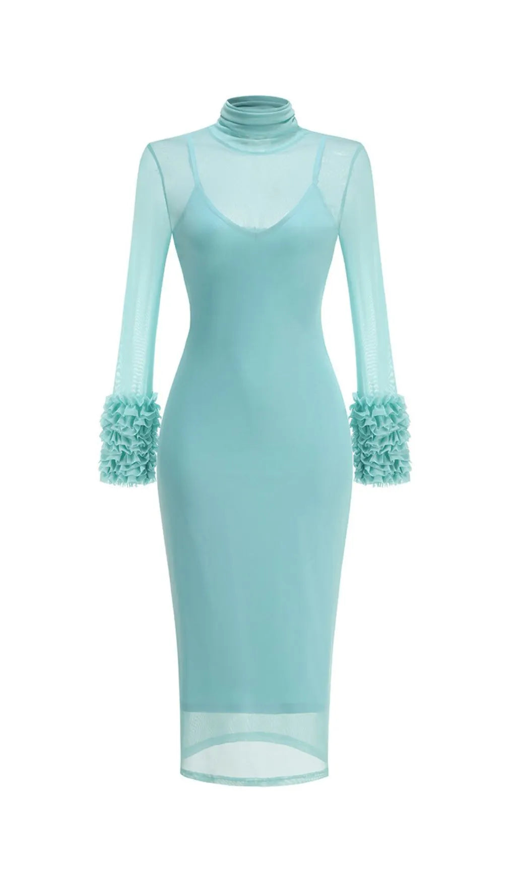 Fabunni Long Sleeve Mesh Midi Dress Flowering Girl
