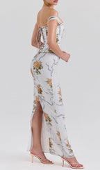 Isabeau Strappy Floral Corset Maxi Dress Flowering Girl